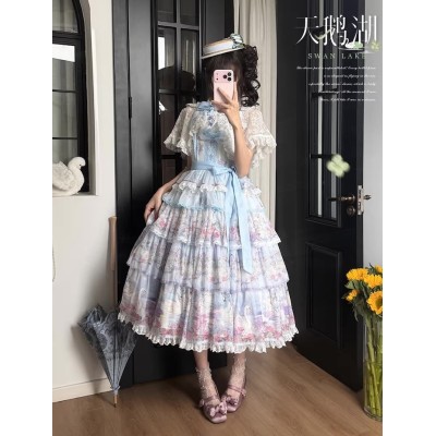 String Ball Cat Swan Lake Top Skirt Set and JSKs(Pre-Order/2 Colours/Full Payment Without Shipping)